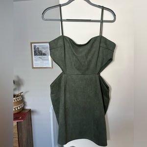 Green velvet cut out dress
